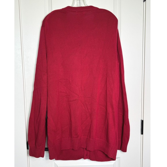 LL Bean Mens XL Tall‎ Red Cotton Knit Cardigan Sweater V Neck Long Sleeve - Picture 2 of 5